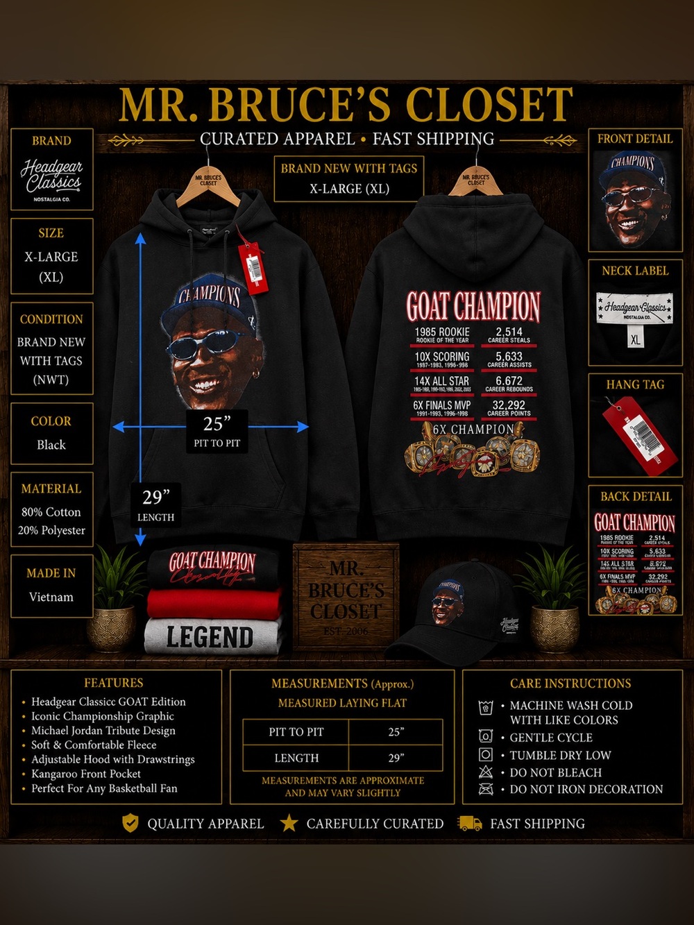 Michael Jordan "GOAT Champion" Hoodie Size: XL Brand New With Tags